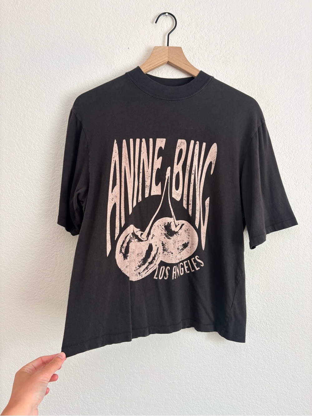 ANINE BING Los Angeles Cherry Graphic Tee - Black & Pink